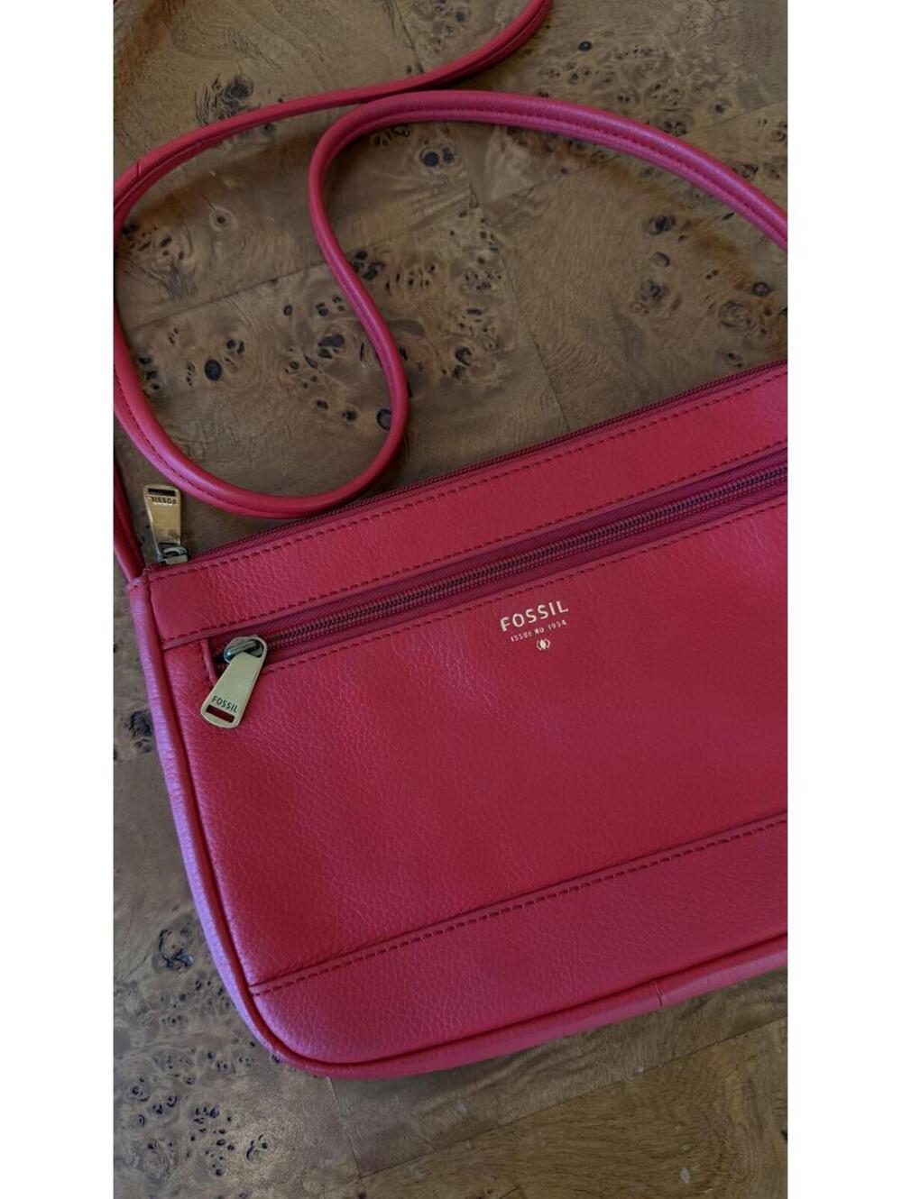 Fossil Red Leather Crossbody Bag